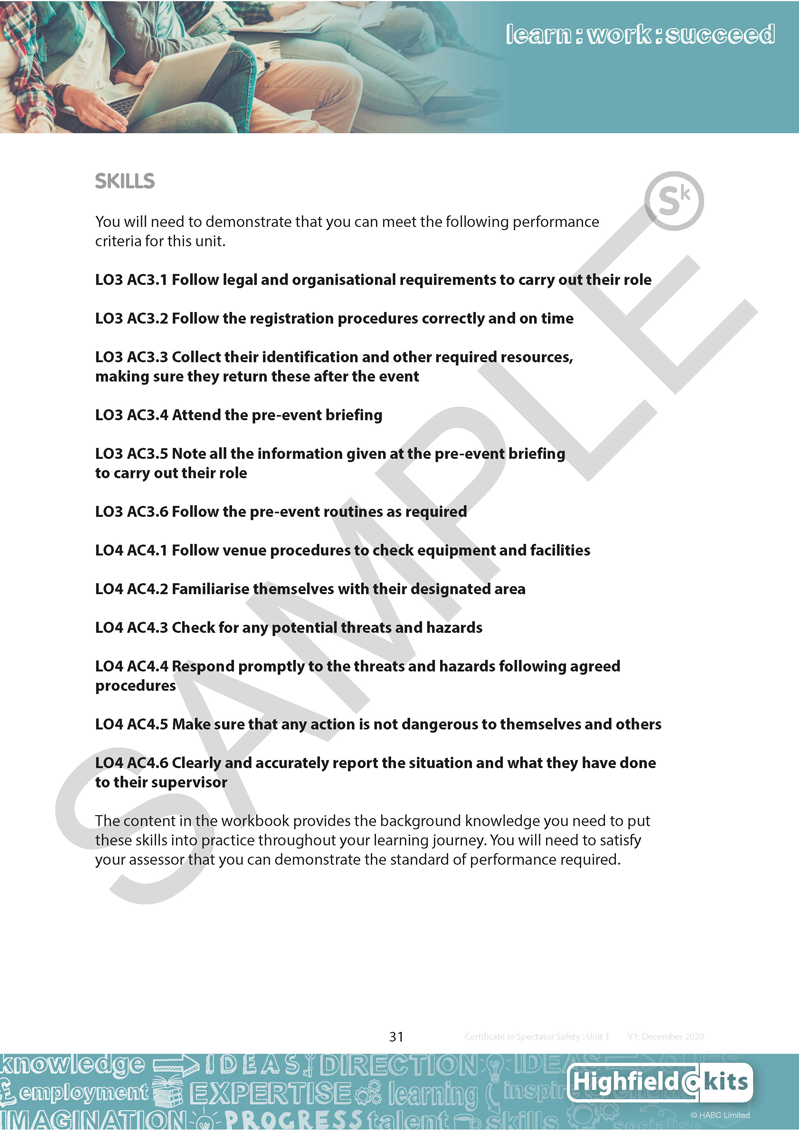 Certificate In Spectator Safety Kit Highfield 0362